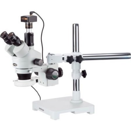 UNITED SCOPE LLC. AmScope SM-3T-54S-M 7X-45X Trinocular LED Boom Stand Stereo Zoom Microscope with 1.3MP Camera SM-3T-54S-M